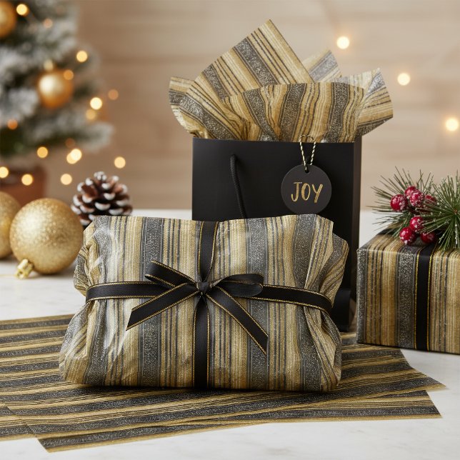 Papel De Seda Patrón de Navidad en Oro Negro#28 ID1009 (Subido por el creador)