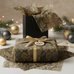 Papel De Seda Patrón de Navidad en Oro Negro #29 ID1009