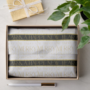 Papel De Seda Patrón de Navidad en Oro Negro #35 ID1009