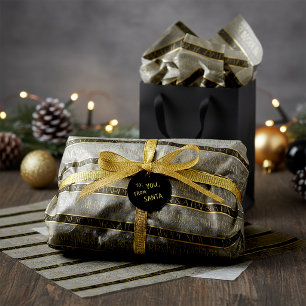 Papel De Seda Patrón de Navidad en Oro Negro#35b ID1009