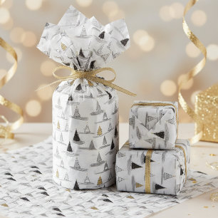 Papel De Seda Patrón de Navidad en Oro Negro #5 ID1009