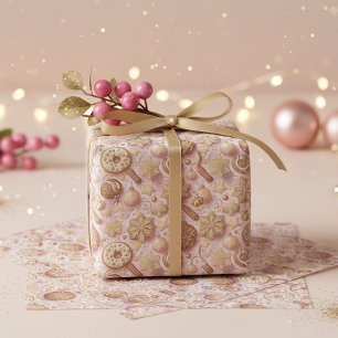 Papel De Seda Patrón de Navidad en Oro Rosa #12 ID1009 para envo