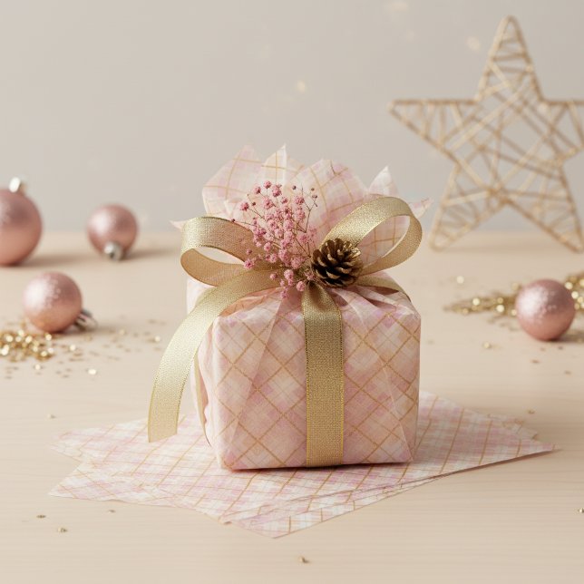 Papel De Seda Patrón de Navidad en Oro Rosa #28 ID1009 (Subido por el creador)