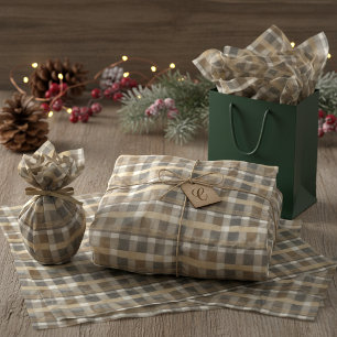 Papel De Seda Patrón de Navidad en oro tonos tierra #7 ID1009