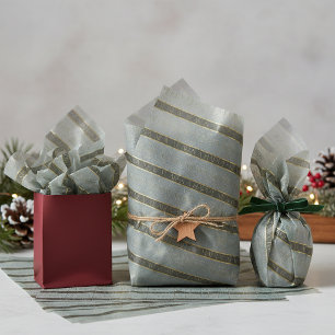 Papel De Seda Patrón de Navidad Green Gold #35b ID1009