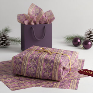 Papel De Seda Patrón de Navidad Magenta Gold #27 ID1009
