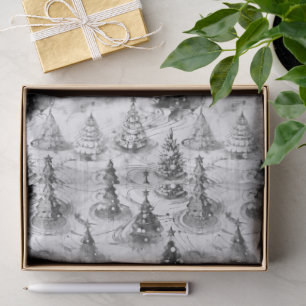 Papel De Seda Patrón de Navidad Negro #3 ID1009