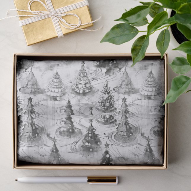 Papel De Seda Patrón de Navidad Negro #3 ID1009 (Regalo )