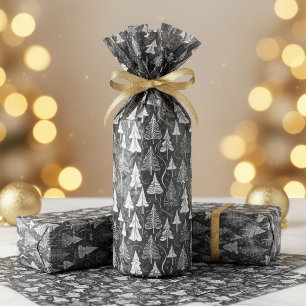 Papel De Seda Patrón de Navidad Negro #6 ID1009