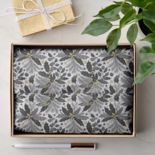 Papel De Seda Patrón de Navidad Oro Negro #17 ID1009