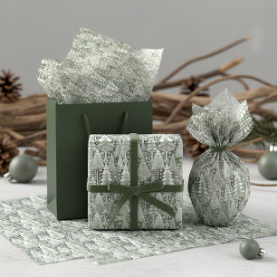 Papel De Seda Patrón de Navidad Tierra Verde #6 ID1009