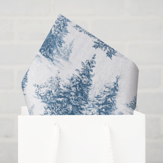 Papel De Seda Patrón de Navidad Toile Azul (Bolsa de regalo)