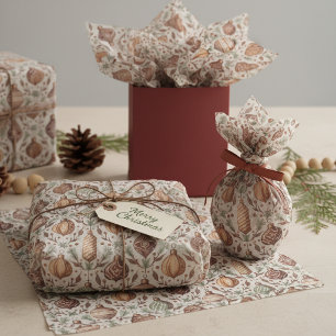 Papel De Seda Patrón de Navidad Tonos Terrosos #12 ID1009