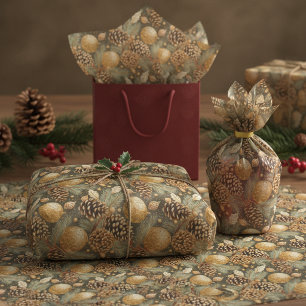 Papel De Seda Patrón de Navidad Tonos Terrosos #29 ID1009