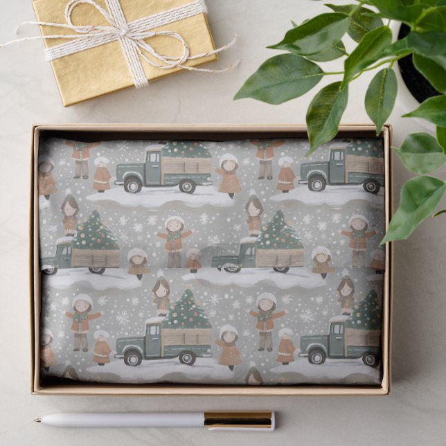 Papel De Seda Patrón de Navidad Tonos Terrosos #2 ID1009 (Regalo )