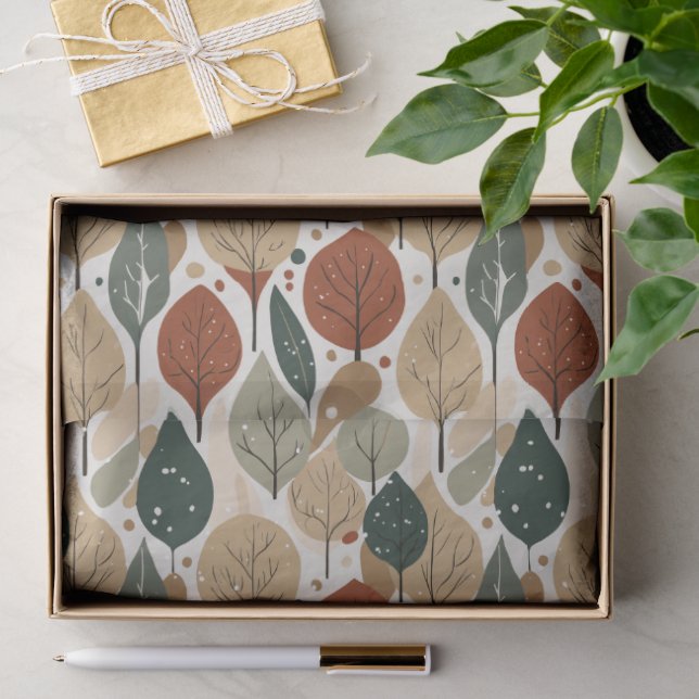 Papel De Seda Patrón de Navidad Tonos Terrosos #5 ID1009 (Regalo )