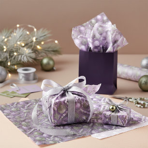 Papel De Seda Patrón de Navidad Verde Púrpura #12 ID1009