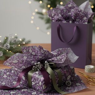 Papel De Seda Patrón de Navidad Verde Púrpura#18 ID1009