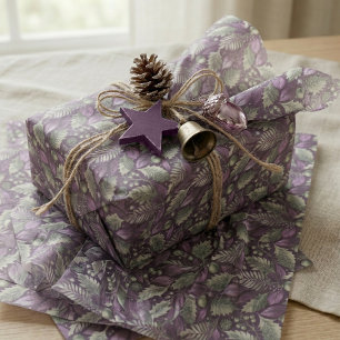 Papel De Seda Patrón de Navidad Verde Púrpura#22 ID1009