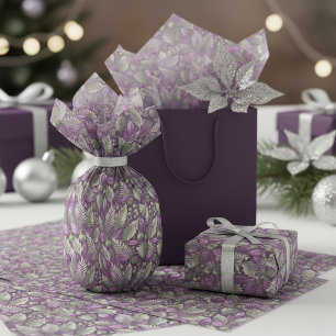Papel De Seda Patrón de Navidad Verde Púrpura#22 ID1009