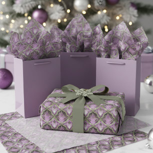 Papel De Seda Patrón de Navidad Verde Púrpura#31 ID1009