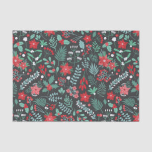 Papel De Seda Patrón de Navidades botánicos de corte - Poinsetti