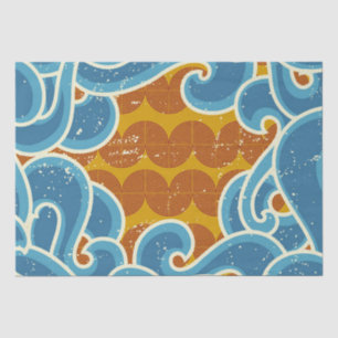 Papel De Seda Patrón de Navidades costeros Retro Sol, Mar y Olas