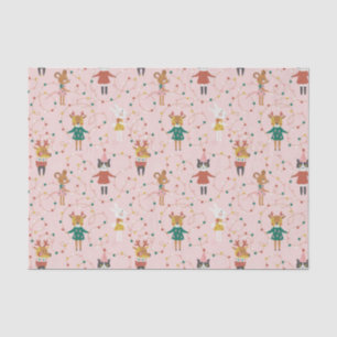 Papel De Seda Patrón de Navidades de amigos de animales festivos