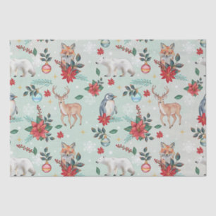 Papel De Seda Patrón de Navidades de animales de invierno de Flo