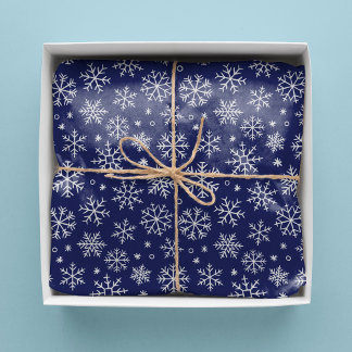 Papel De Seda Patrón de Navidades de copos de nieve azules