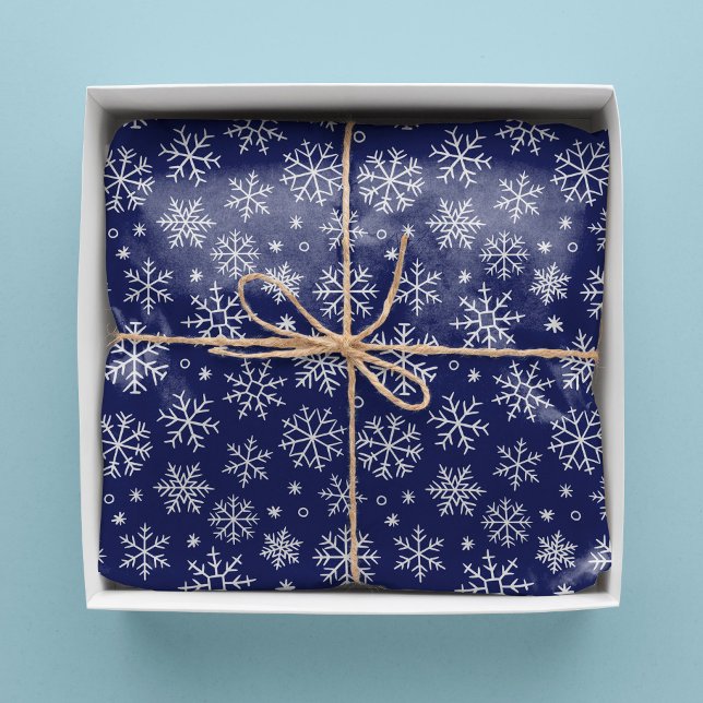 Papel De Seda Patrón de Navidades de copos de nieve azules (Subido por el creador)