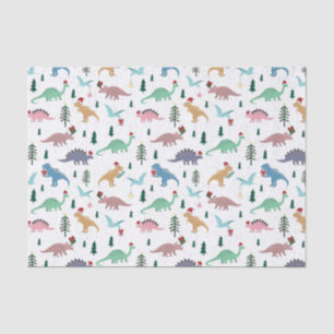 Papel De Seda Patrón de Navidades de dinosaurios festivos