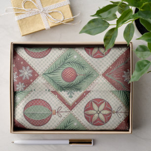 Papel De Seda Patrón de Navidades de mosaico de papeleo vintage
