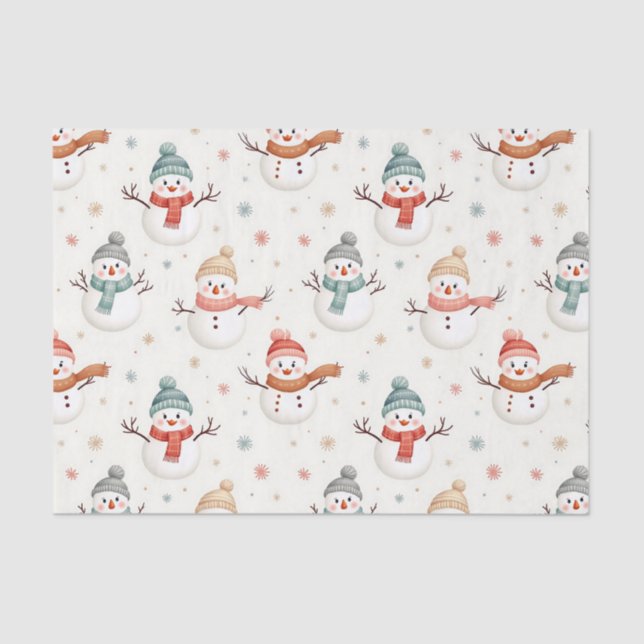 Papel De Seda Patrón de Navidades de muñequera de nieve (Anverso)