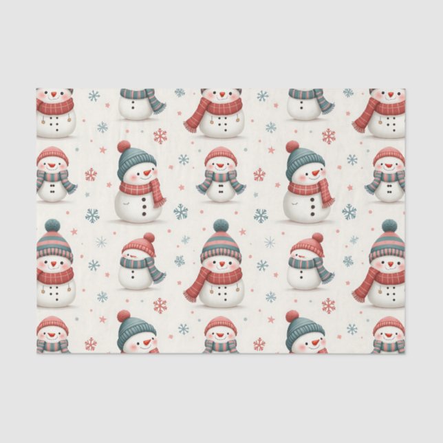 Papel De Seda Patrón de Navidades de muñequera de nieve (Anverso)