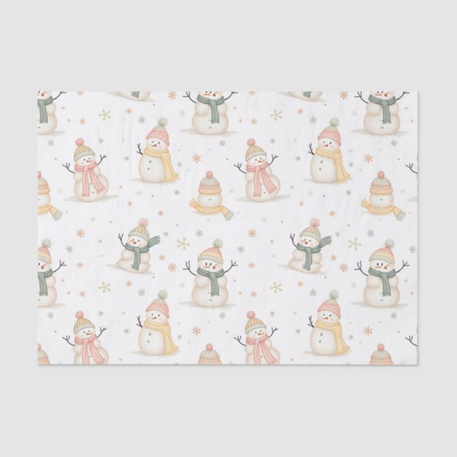 Papel De Seda Patrón de Navidades de muñequera de nieve (Anverso)