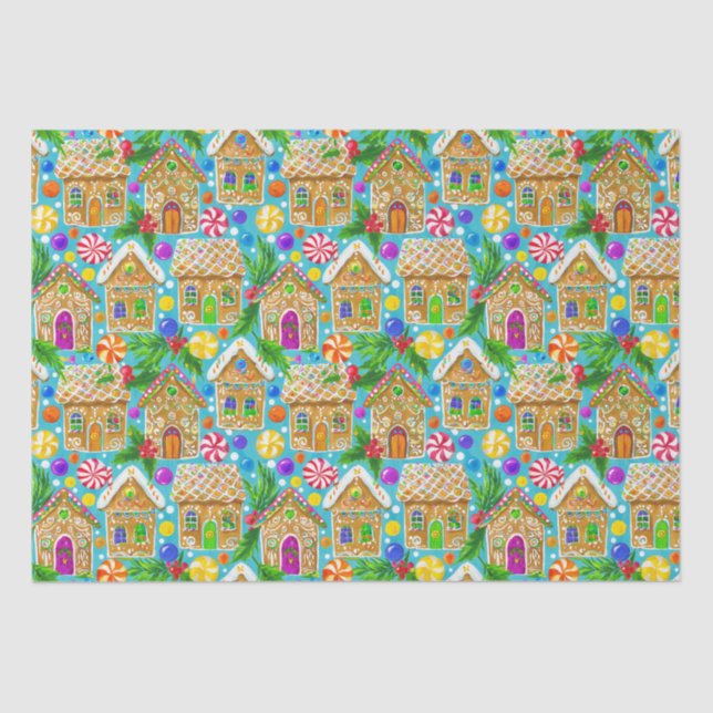 Papel De Seda Patrón de Navidades de pan de jengibre (Anverso)