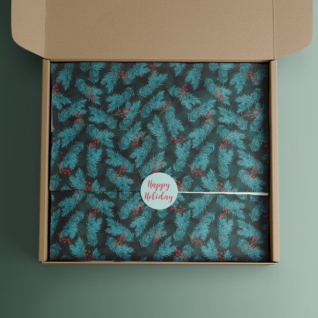 Papel De Seda Patrón de Navidades de Pine Twigs y Red Berries (Subido por el creador)