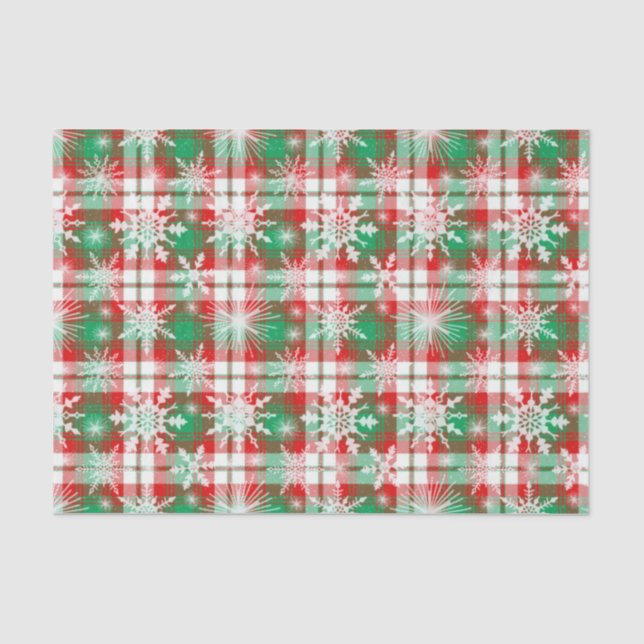 Papel De Seda Patrón De Navidades De Placas Y Copos De Nieve 3 (Anverso)