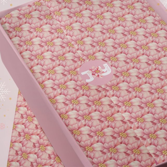 Papel De Seda Patrón de Navidades de poinsettia rosa (Subido por el creador)