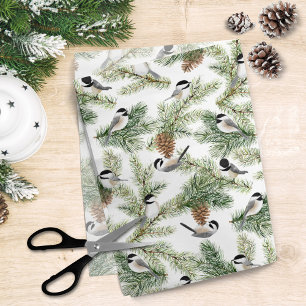 Papel De Seda Patrón de Navidades de ramas de pollo de invierno