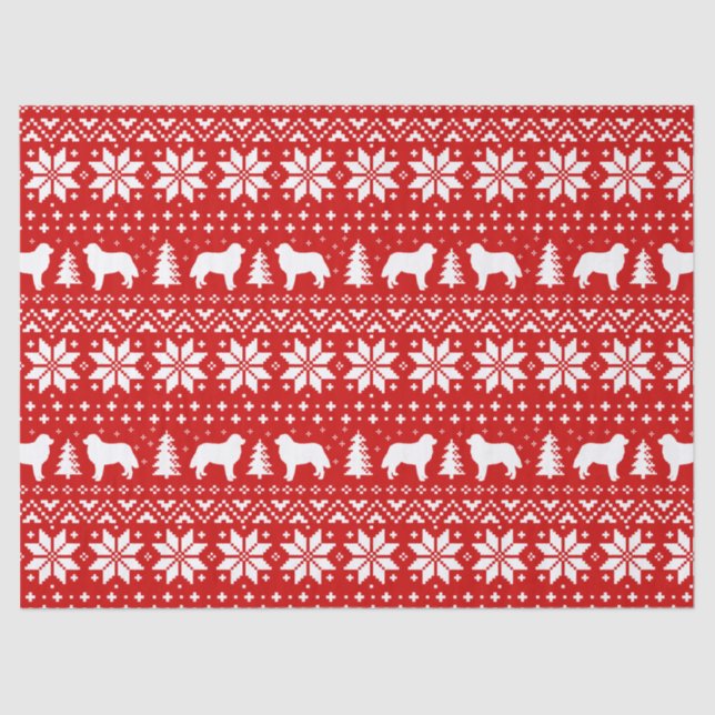 Papel De Seda Patrón de Navidades de siluetas de perro de montañ (Anverso)