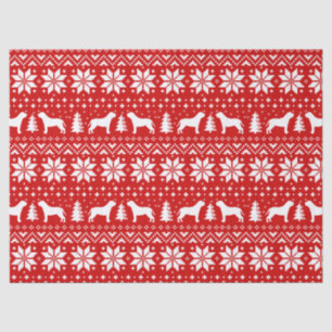 Papel De Seda Patrón de Navidades de siluetas mastiff rojo
