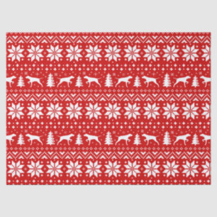 Papel De Seda Patrón de Navidades de siluetas punteros rojo