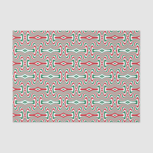 Papel De Seda Patrón de Navidades de Trippy Retro Groovy (Anverso)