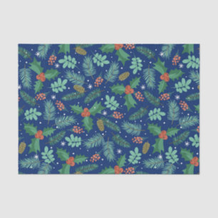 Papel De Seda Patrón de navidades holly y pinecones