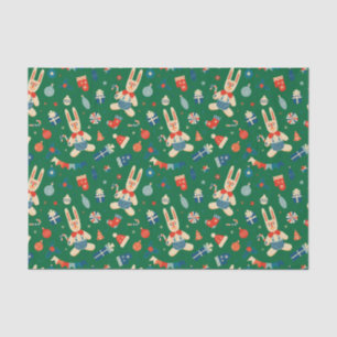 Papel De Seda Patrón de Navidades retro con decoraciones y dulzu
