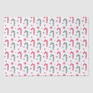 Papel De Seda Patrón de Navidades rojos y blancos con bastones d