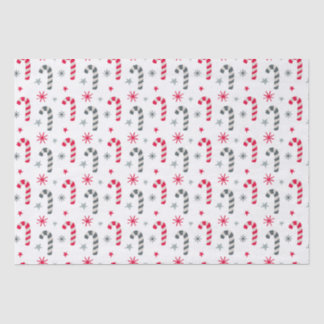 Papel De Seda Patrón de Navidades rojos y blancos con bastones d