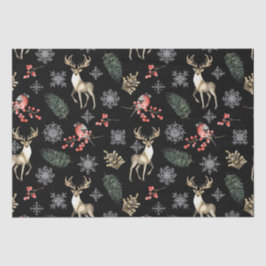 Papel De Seda Patrón de Navidades sin problemas con ciervos y al